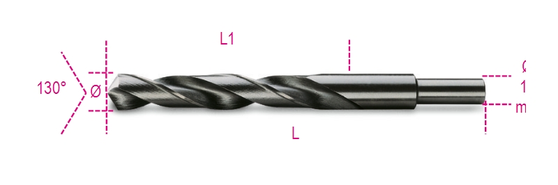 Twist drills with cylindrical shanks, short series, HSS, entirely ground, burnished, small tang (ø 13 mm) category image
