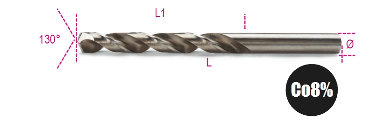 Twist drills with cylindrical shanks, short series, HSS-CO 8% entirely ground category image