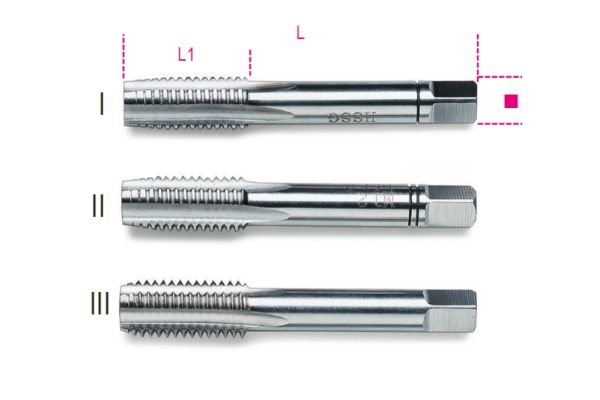 Hand taps, coarse pitch, metric thread HSS