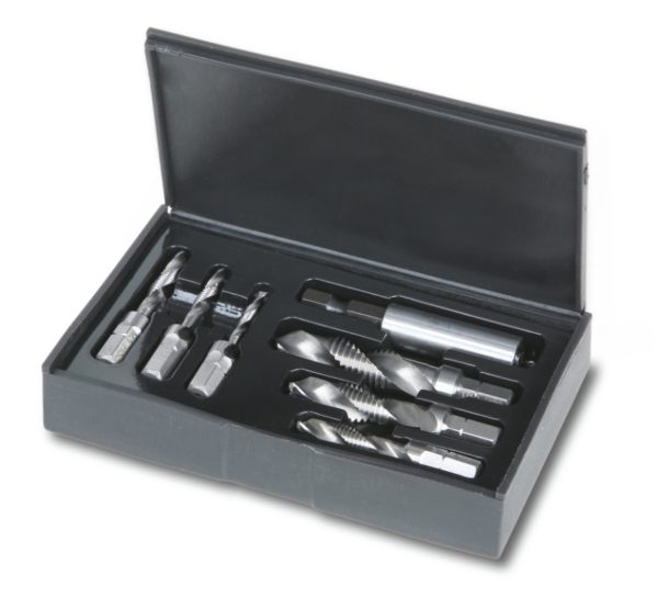 Set of bits for drilling, threading and countersinking; HSS