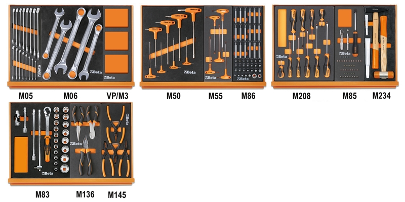Assortment of 170 tools for car repairs in EVA foam trays category image