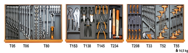 Assortment of 99 tools for car repairs in ABS thermoformed trays category image