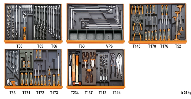 Assortment of 153 tools for car repairs in ABS thermoformed trays category image