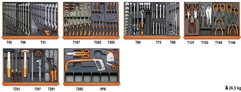 Assortment of 142 tools for industrial maintenance in ABS thermoformed trays category image