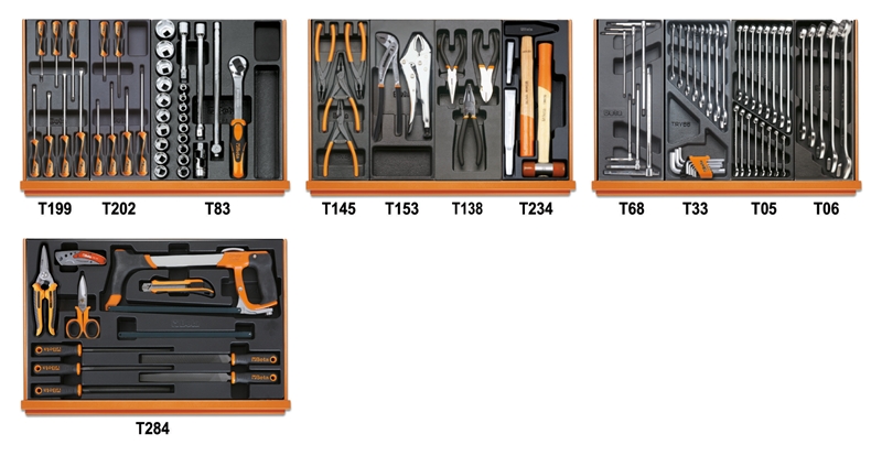 Assortment of 104 tools for universal use in ABS thermoformed trays category image