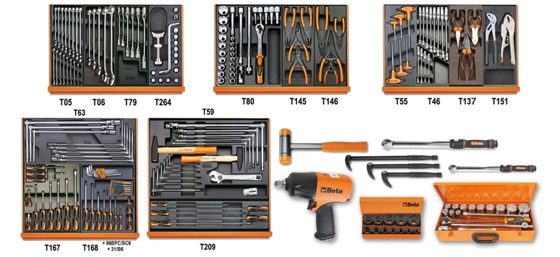 Assortment of 202 tools for industrial maintenance in ABS thermoformed trays category image