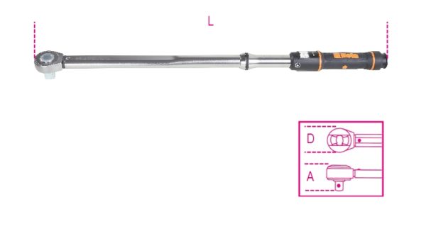 Click-type torque wrenches with push-through ratchets, for right-hand and left-hand tightening, torque accuracy: ±3%