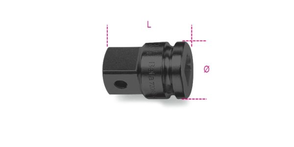 Impact adaptor, 3/8” female and 1/2” male drives