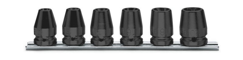 Set of 6 impact sockets, for Torx® head screws (item 720FTX), on support category image