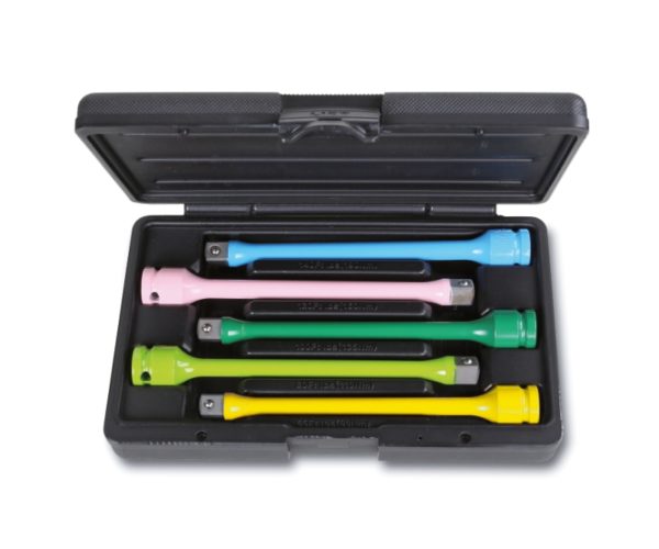 Set of 5 coloured impact torsion bars for wheel nuts, in kit