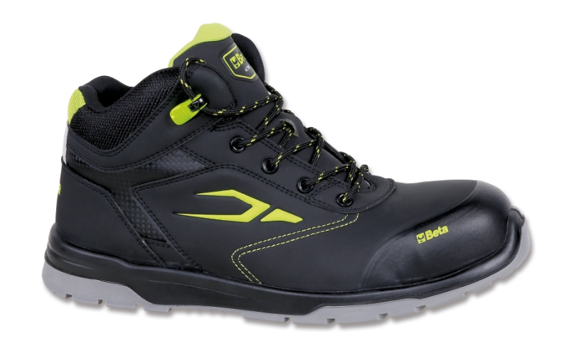 Nubuck shoe, water-repellent, with quick opening system and antiabrasion reinforcement in toe cap area category image