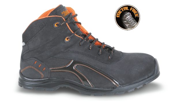 Ankle shoe made of Nubuck crust leather, waterproof with rubber outsole and soft PU ring