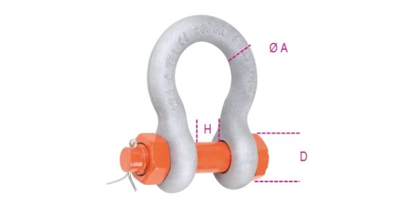 Bow shackles with safety bolt, EN13889 high-tensile alloy steel, GRADE 6, hot-dip galvanized body - Image 2