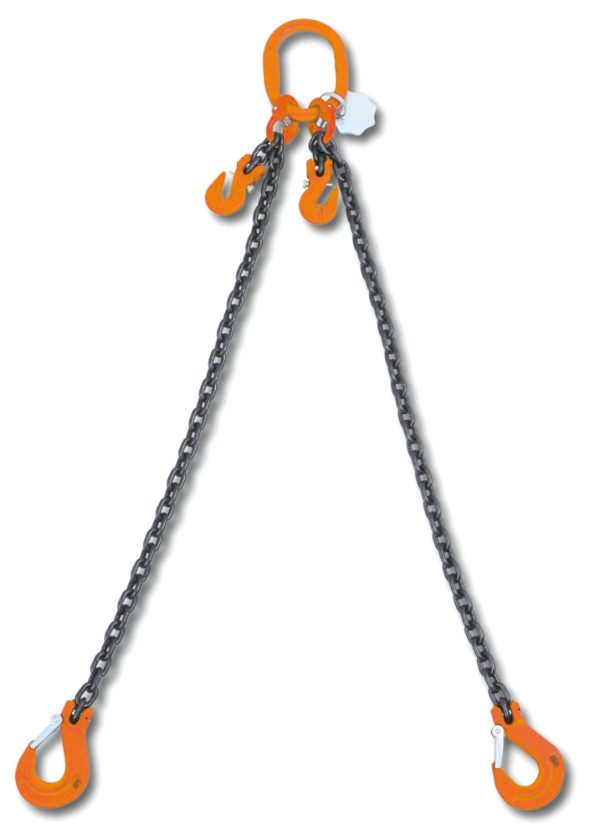 Lifting chain sling, 2 legs with clevis grab hooks, grade 8