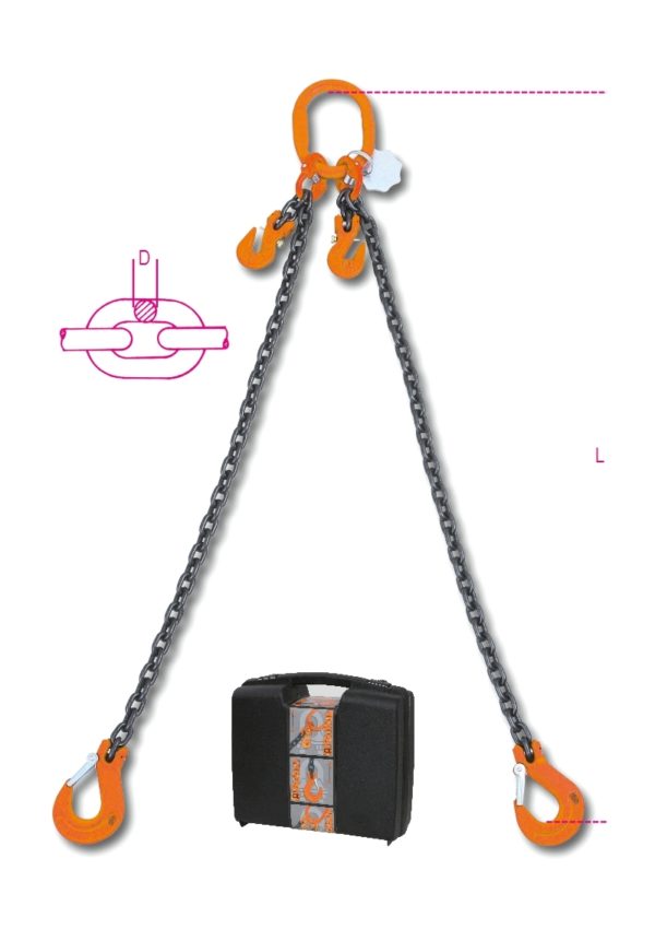 Lifting chain sling, 2 legs with clevis grab hooks, grade 8 - Image 2