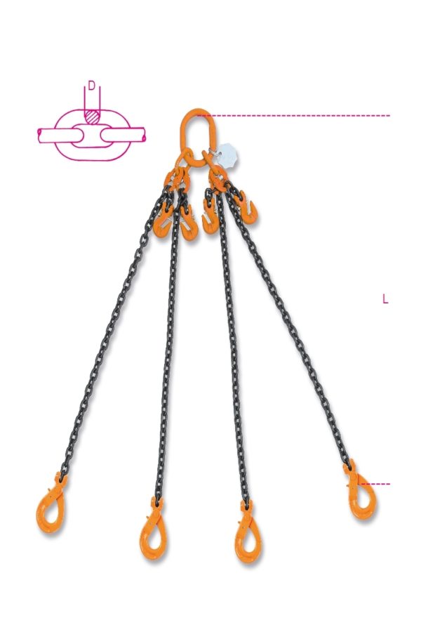 Lifting chain slings, 4 legs, with self-locking and clevis grab hooks, grade 8 - Image 2