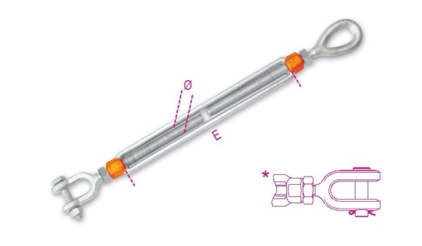 Eye and jaw turnbuckles, high-tensile steel, hot dip galvanized - Image 2