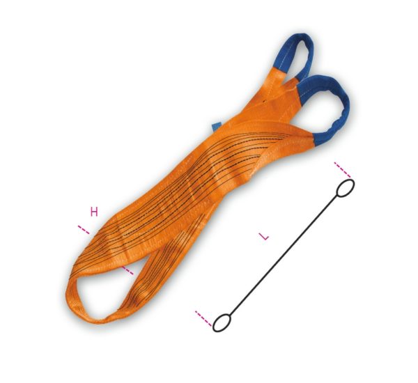 Lifting web slings, orange 10t two layers with reinforced eyes high-tenacity polyester (PES)