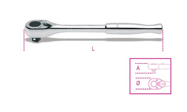 1/2”drive reversible ratchet with metal handle