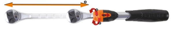 Extension reversible ratchet, 1/2" male drive, 72 tooth mechanism - Image 2