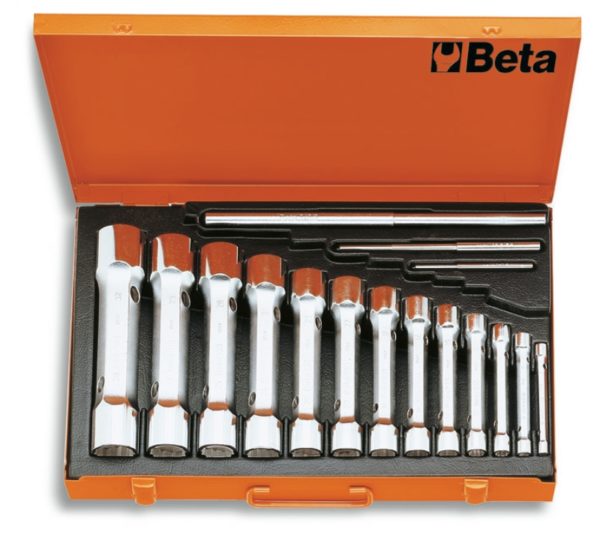 Set of 13 double ended bi-hex tubular socket wrenches, heavy series (item 930), in case