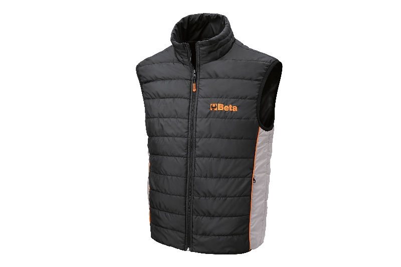 Sleeveless jacket with 100% polyester exterior, waterproof treatment, padding 100 g/m2, interior pocket category image