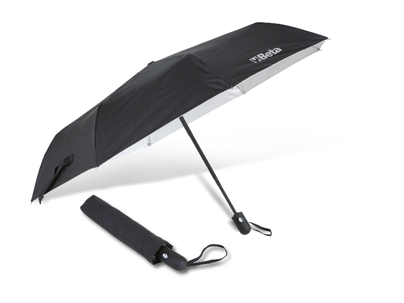 Umbrella, made of nylon T210, 3-section aluminium frame, black, automatic open/close mechanism category image