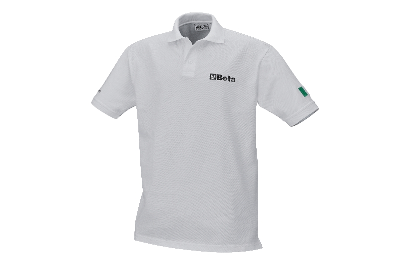 Three-button polo shirt, carded pique cotton 220 g/m², white category image