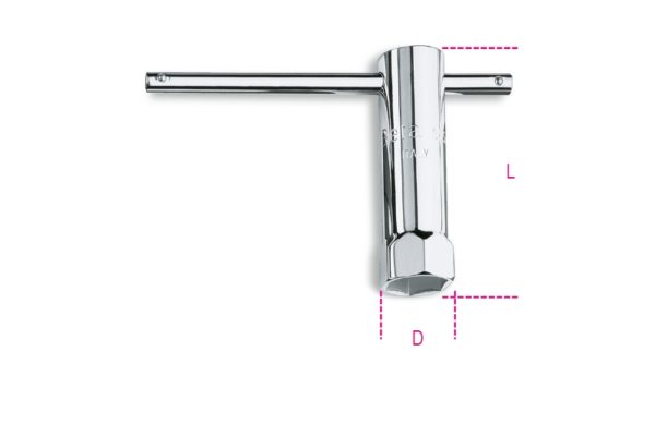 Tubular spark-plug wrench chrome-plated, hexagon end