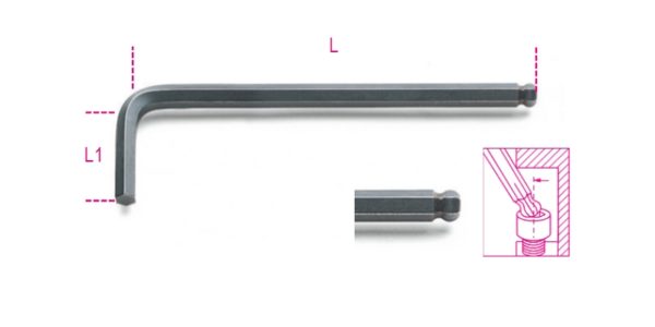 Ball head offset hexagon key wrenches burnished