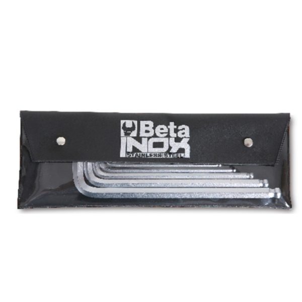 Set of 8 ball head offset hexagon key wrenches, made of stainless steel, in wallet - Image 2