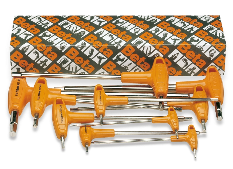 Set of 10 offset hexagon key wrenches, with high torque handles (item 96T/AS) category image