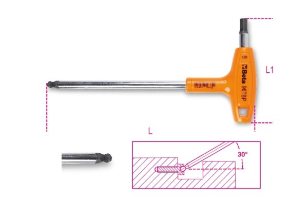 Ball head offset hexagon key wrenches with high torque handles