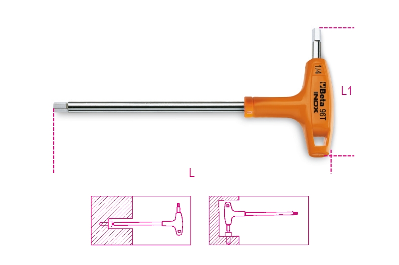 Offset hexagon key wrenches, with high torque handles, made of stainless steel category image