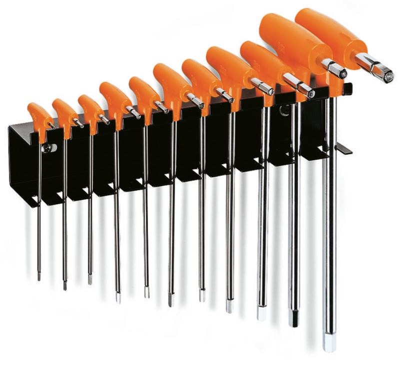 Set of 11 offset hexagon key wrenches, with high torque handles (item 96T) with support category image
