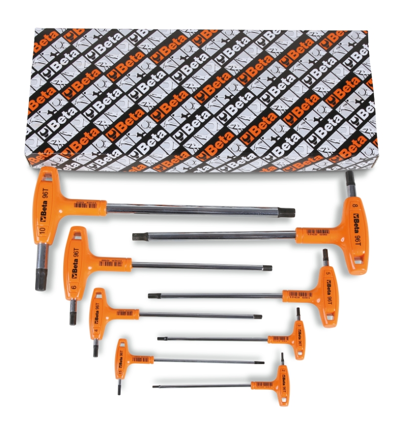 Set of 8 offset hexagon key wrenches, with high torque handles (item 96T) category image