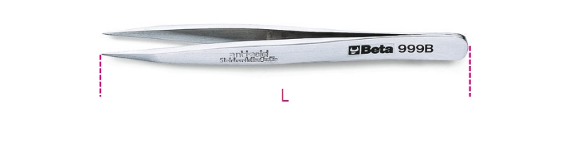 Strong straight end spring tweezers, acid and magnetic resistant made from stainless steel semi-bright finish category image