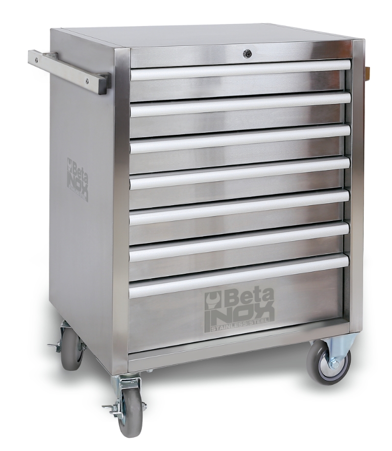 Mobile roller cab with seven drawers, made entirely of stainless steel, Non-marking wheels category image