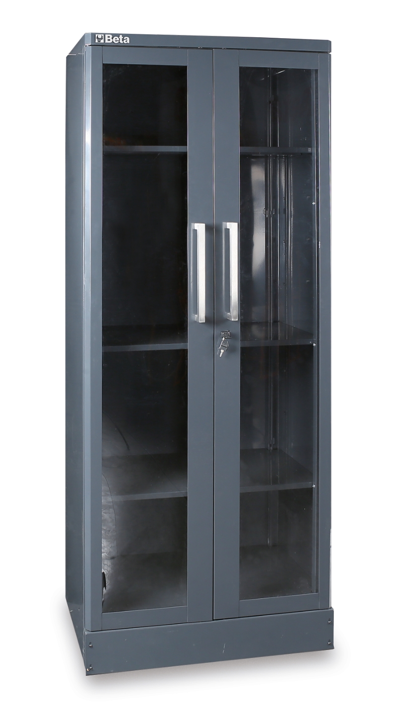 Sheet metal tool cabinet with two clear polycarbonate doors, for workshop equipment combination RSC55 category image