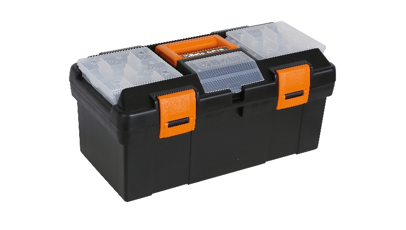 Tool box, made from plastic, removable tote-tray and tool trays category image