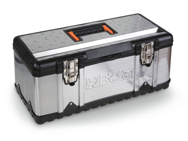 Tool box, made of stainless steel and plastic, removable tote-tray category image