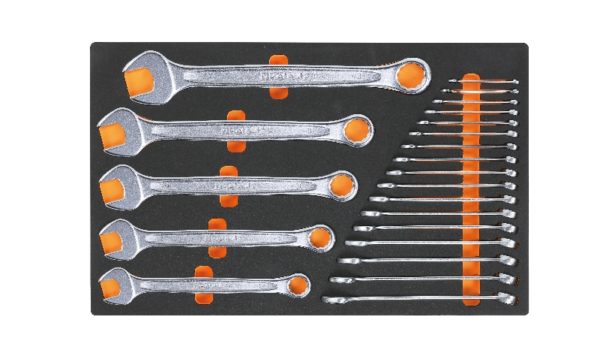 Foam tray with combination wrenches