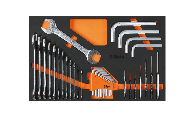 Foam tray with open end wrenches and offset hexagon key wrenches category image