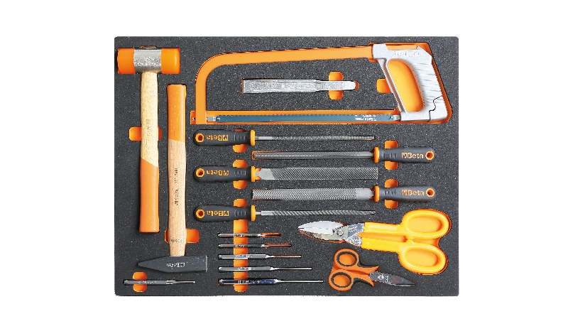 Foam tray with impact tools, files and cutting tools category image