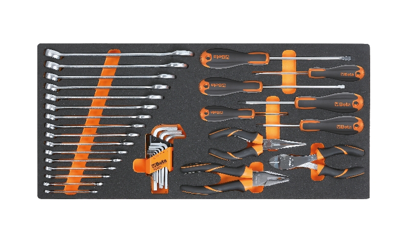 Soft foam tray with combination wrenches, Beta Easy screwdrivers, pliers and offset hexagon key wrenches category image