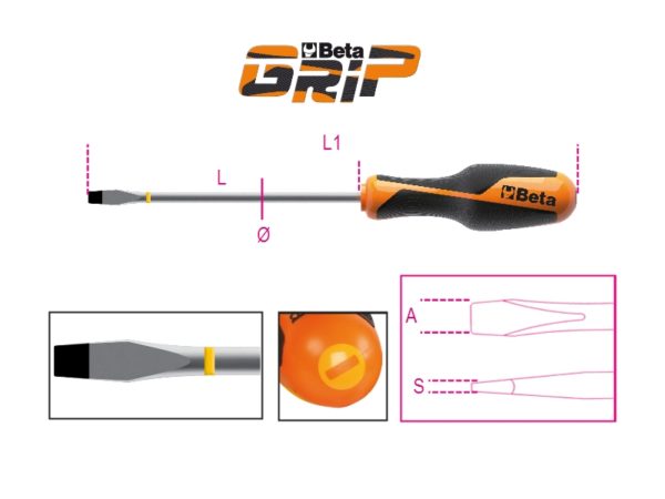 Screwdrivers for slotted head screws, coloured