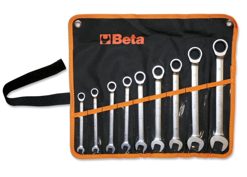 Set of 9 ratcheting combination wrenches, straight series (item 141), in wallet category image