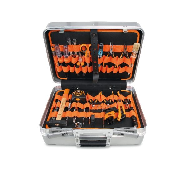 Aluminium tool cases with assortments of tools  for electronic and electrotechnical maintenance