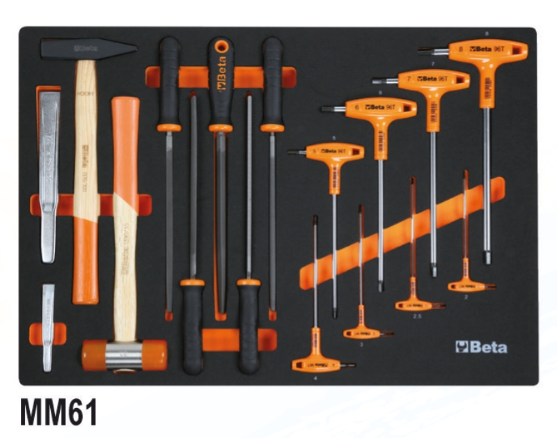 Assortment of 231 tools for universal use in EVA foam trays Beta Tools UK