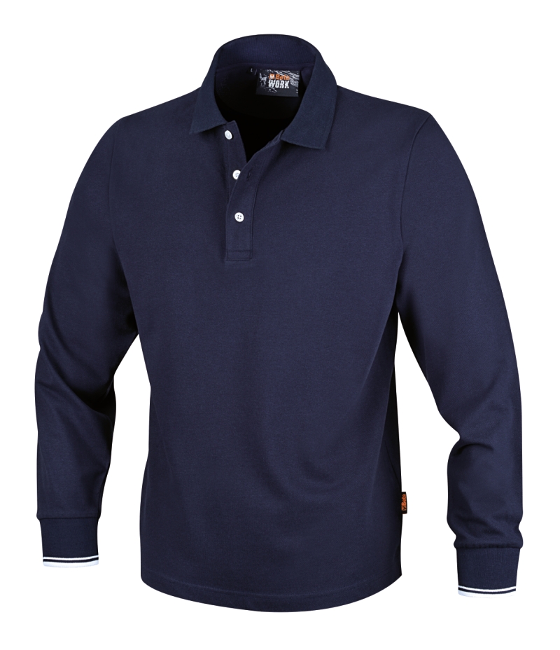 ​​Three-button polo shirt, long-sleeved, 100% cotton, 200 g/m2, blue category image